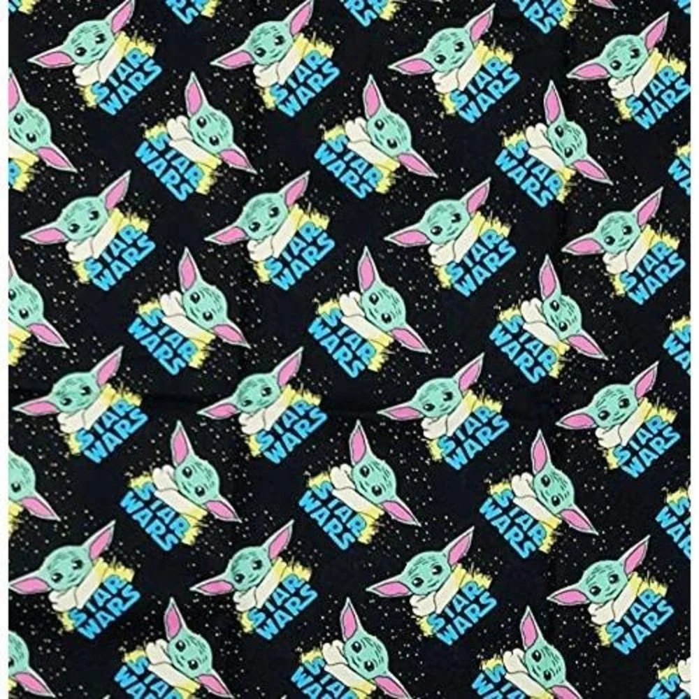 1 Yard precut Baby Yoda Star Wars‎ Black Cotton Fabric Officially Licensed